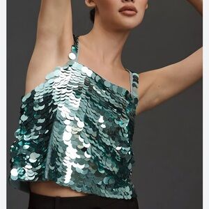 NWOT Walter Baker Sequin Embellished Green Top